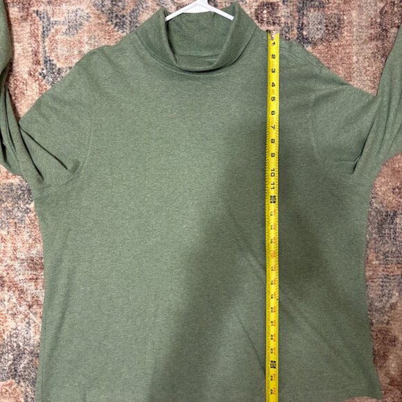 L.L. Bean Women's Plus L/S Interlock Turtleneck Tee Shirt Top 2X Heather Green - Picture 8 of 9